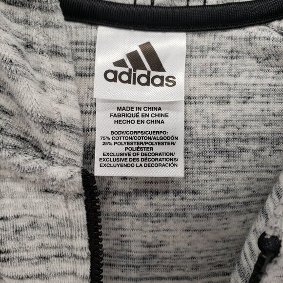 ADIDAS nwt Velour Fleece Jacket Full Zip Space Dyed Off White Black Girls M - Picture 5 of 9